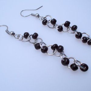 Earrings - Black Glass Beads